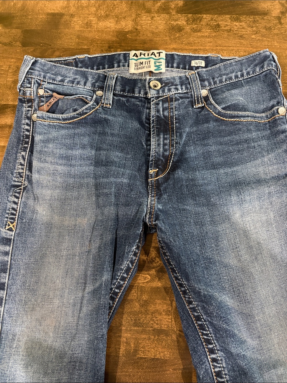 Ariat Men's Slim Straight Blue Washed Denim Jeans